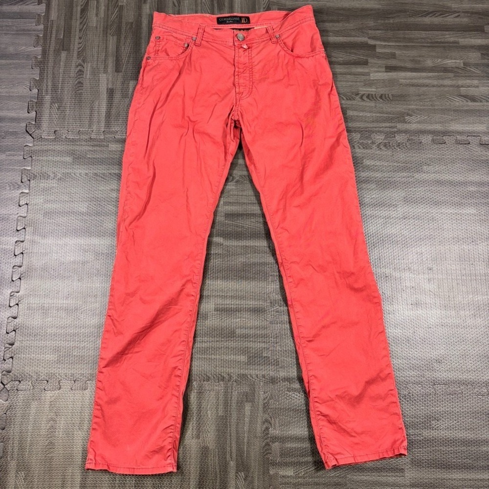 Corneliani Jeans Mens 34 (fits 33x33) Red made In Italy Straight Leg Stretch